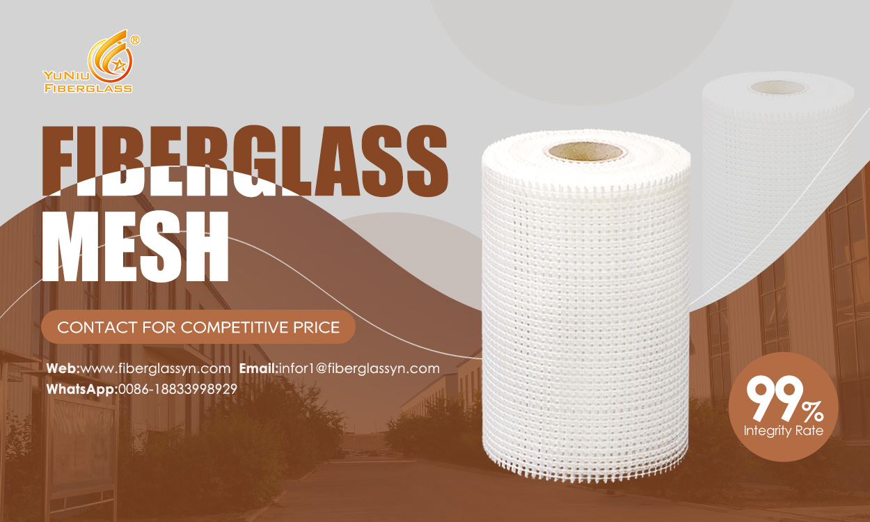 Malha de fibra de vidro de alto módulo e boa tenacidade 5 * 5 mm usada para plástico e betume